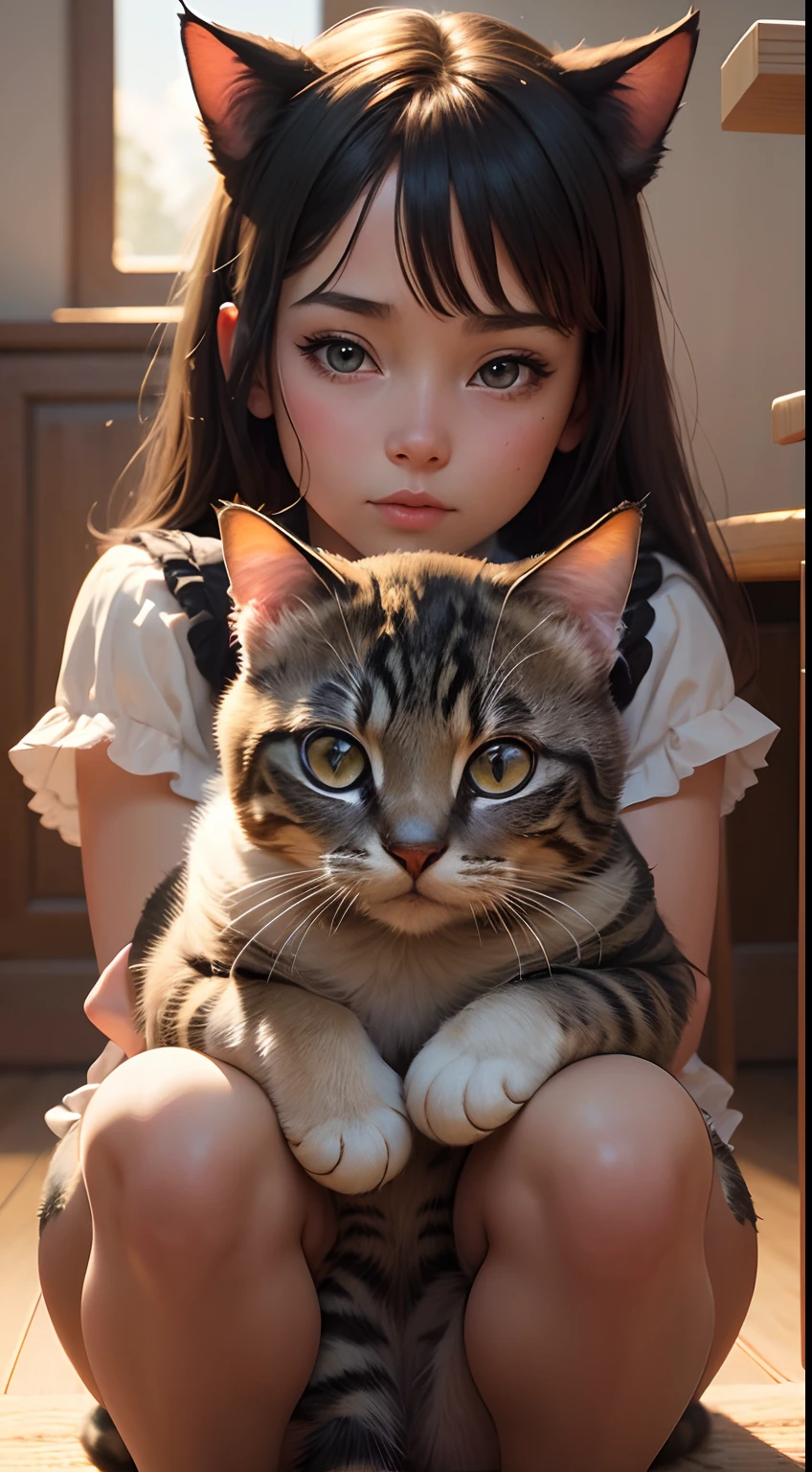 pov close-up,lovely cats,girl playing with cats,Masterpiece,Best quality,8K,Realistic,1girl,Solo,dream