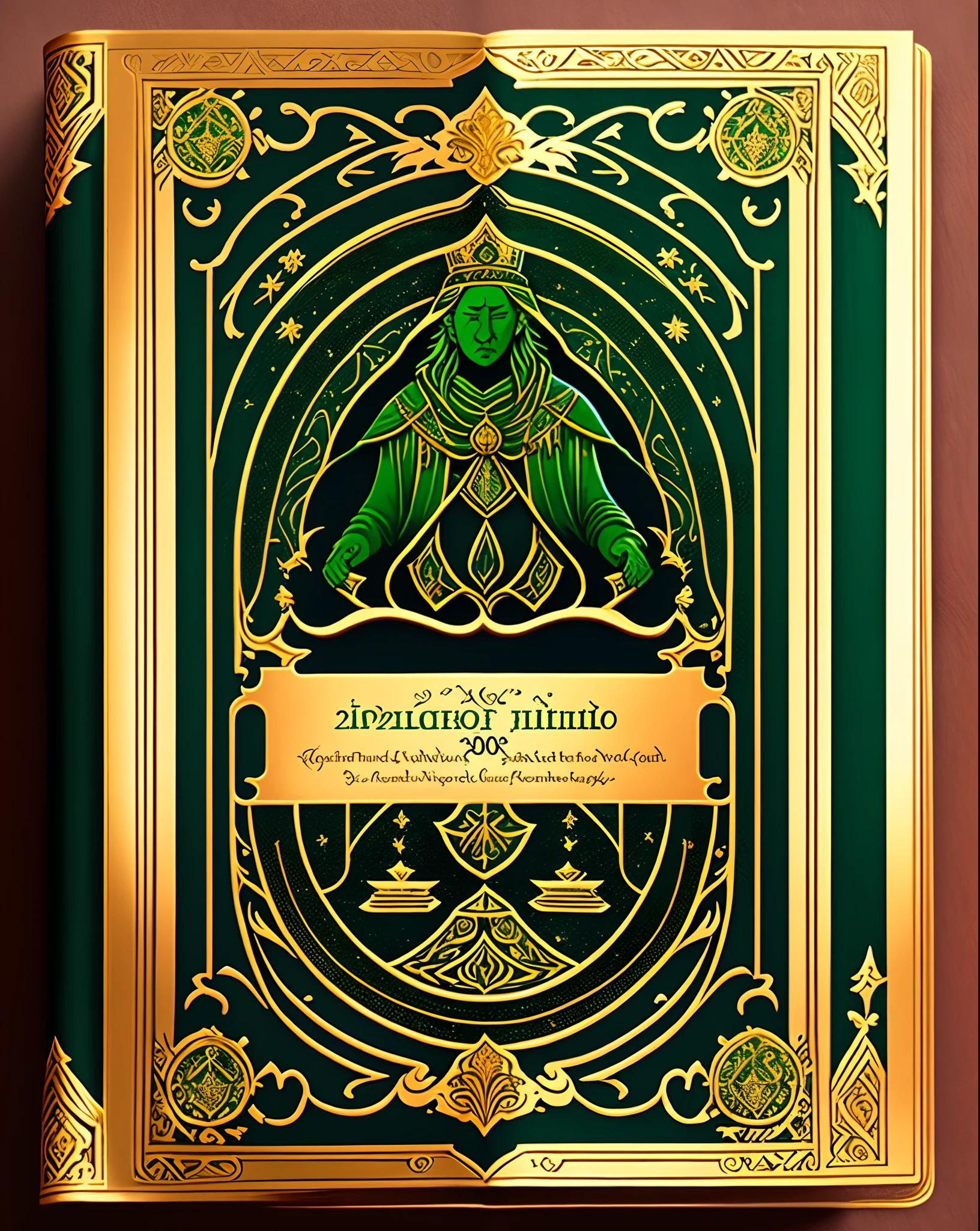 The sacred book of the legends of the great patriarch has a green cover with mythical engravings, Parchment pages with golden borders, Full-color illustrations that chronicle the history of the Namekians and a quality binding with gold stitching. Its dimensions are imposing, aproximadamente 30 cm x 40 cm,