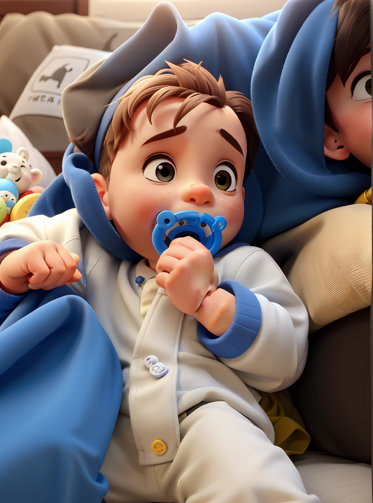 A boy with pacifier in mouth