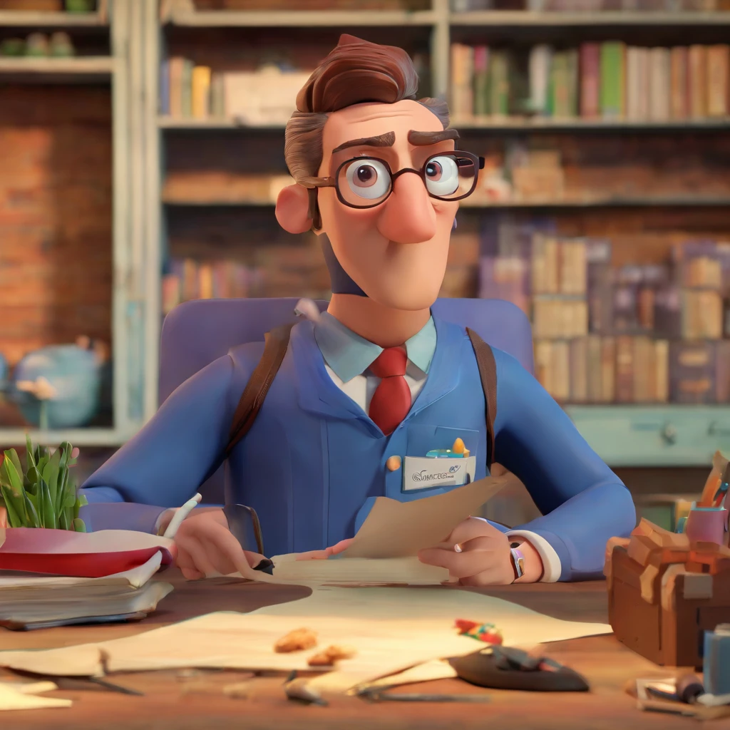 Crie um cartaz inspirado na Disney Pixar com o personagem sendo o deputado Keniston Braga, A white-haired man wearing glasses, the scene will be in Pixar's distinctive digital art style. Focus on character expressions, Vibrant colors and detailed textures present your animations, with the title " Keniston Braga no meio, Quero a cena dos principais filmes do PIXar