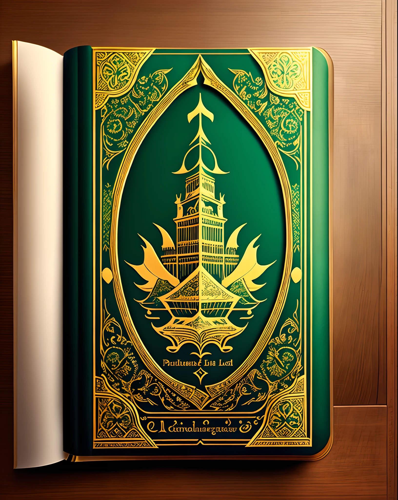 The sacred book of the legends of the great patriarch has a green cover with mythical engravings, Parchment pages with golden borders, Full-color illustrations that chronicle the history of the Namekians and a quality binding with gold stitching. Its dimensions are imposing, aproximadamente 30 cm x 40 cm,