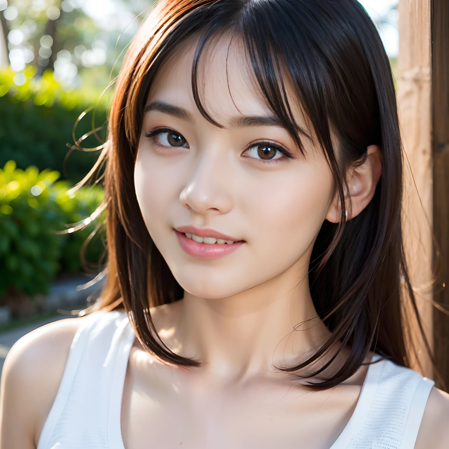 ((Best Quality, ​master piece, Ultra High Resolution, (Photorealistic:1.4), Raw photo, ULTRA DETAILED)), 1 girl, Japanese idol, 16-years-old, face forcus, looking at viewer, Surprisingly cute face like a the most popular Japanese idol, amazingly beautiful Big Black Eyes, Beautiful black hair, very beautiful lips, Very cute smile, detailed face, detailed eyes, detailed lips, detailed hair