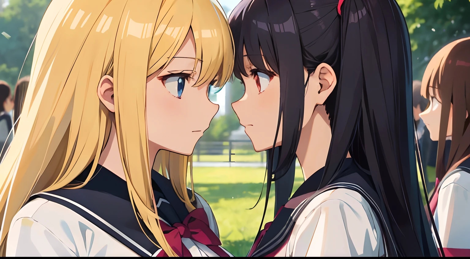 Anime style, close - up, upper body close-up, Girls, women, 5 girls, 5 women, 5 people, 5, 5 people, high school uniform