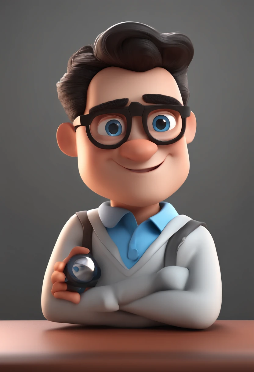 Cartoon character of a man with black glasses and a blue shirt, animation character, Caractere estilizado, animation style rendering, 3D estilizado, Arnold Maya render, 3 d render stylized, toon render keyshot, Personagem 3D, Personagem 3D, 3d rendering stylized, 3 d character render, personagem de desenho animado, Personagem de close up, Pose de personagem, (Estilo Pixar) (master part:1.2) (Bokeh) (best quality) (pele detalhada) (textura detalhada) (8k) (argila) (Cinematic lighting) (foco nítido