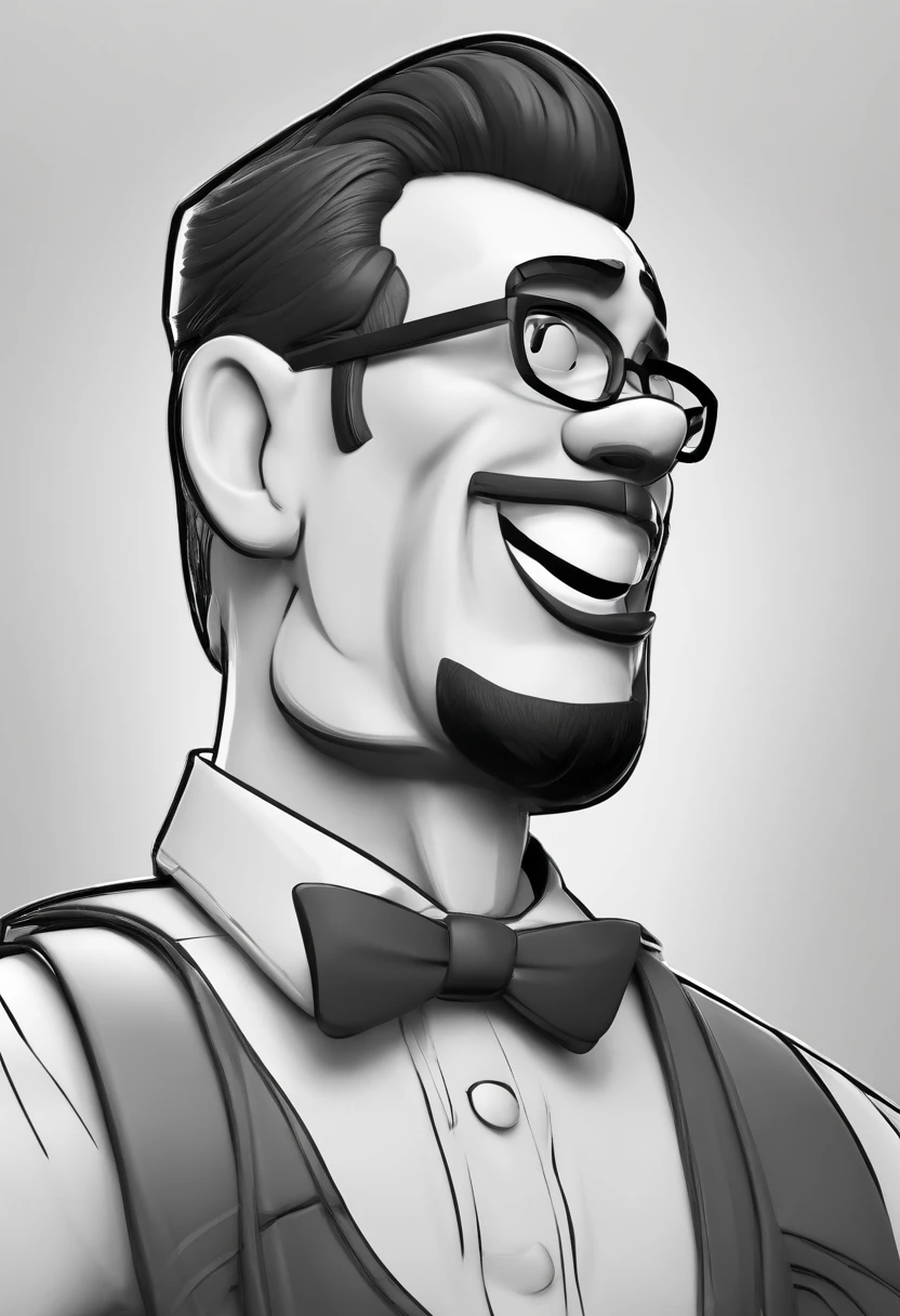 Cartoon character of a man with black glasses and a black polo shirt, cabelo liso, With beard and old school tattoo on his arm, animation character, Caractere estilizado, animation style rendering, 3D estilizado, Arnold Maya render, 3 d render stylized, toon render keyshot, Personagem 3D, Personagem 3D, 3d rendering stylized, 3 d character render, personagem de desenho animado, Personagem de close up, Pose de personagem, (Estilo Pixar) (master part:1.2) (Bokeh) (best quality) (pele detalhada) (textura detalhada) (8k) (argila) (Cinematic lighting) (foco nítido