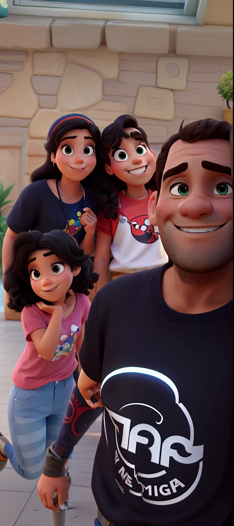Quatro pessoas no estilo Disney Pixar, alta qualidade