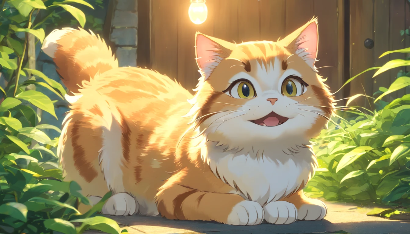 (top-quality,4K,8K,A high resolution,tmasterpiece:1.2),ultra - detailed,(Realist,Photorealist,Photorealist:1.37),Beautiful fece,A detailed eye,Detailed lips,The is very detailed,Beautiful fece,Naughty cat in the garden,brightened light,brightened light,magic lighting,Cute 3d rendering,Beautiful artwork,Bright lights,Amazingly bright light,beautiful digital art,adorable digital art,Cute cat,Capricious cat,Charming bright light,Engaging digital art,Beautiful and shiny creatures,Cute whimsical cat,Magic scene cat's paw raised sideways