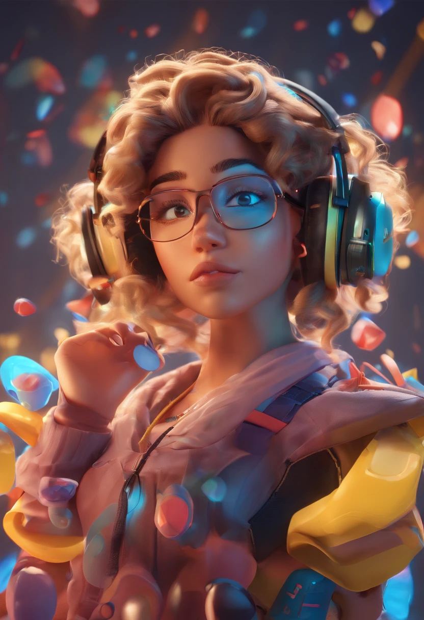 Un primer plano de una persona con un par de auriculares y un par de gafas, Dibujos animados 3D, 3 d animated movie, Epic, smooth illustration, Juegos 3 D, Mobile Game Art, Juego VR, Videojuego 3D, Videojuego 3D, amazing wallpaper, 3 d icon for mobile game, Artista CG, tech glasses, Ilustraciones de fondo, Gafas 3D