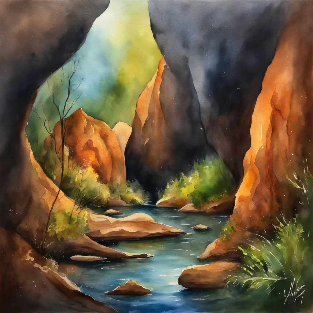 Deep in a dimly lit cave