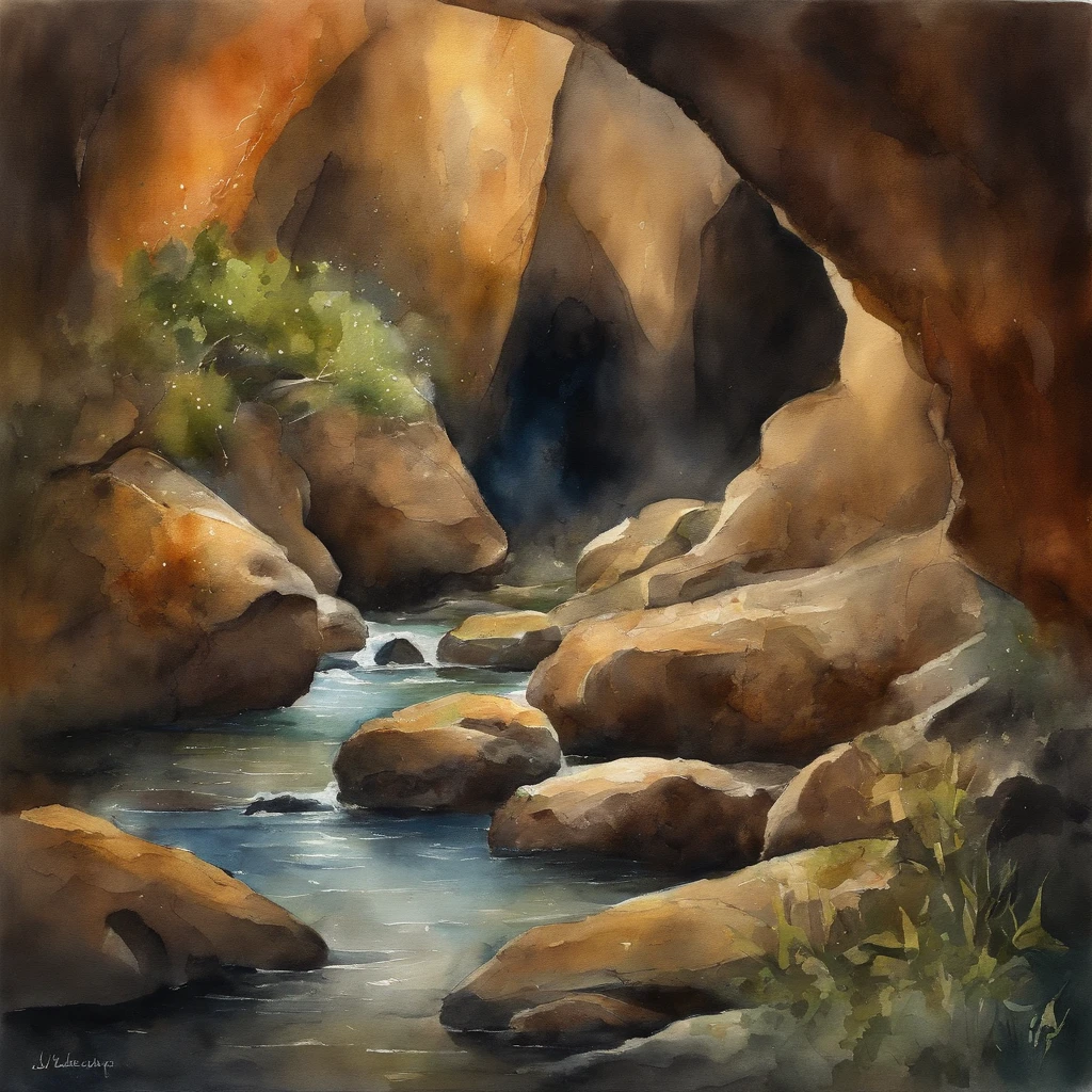 Deep in a dimly lit cave