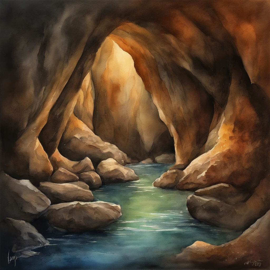 Deep in the dimly lit cavern