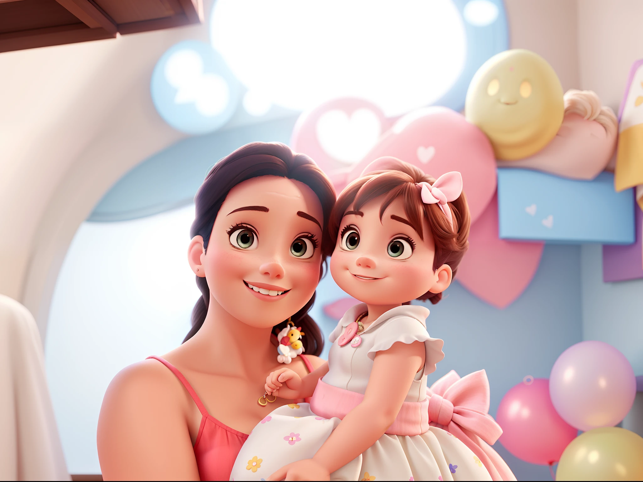 A beautiful mommy and her baby, Estilo Disney Pixar