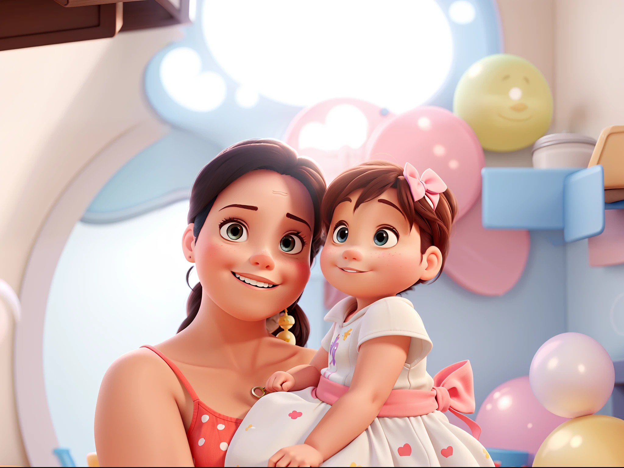 A clean mom and her baby, estilo disney pixar