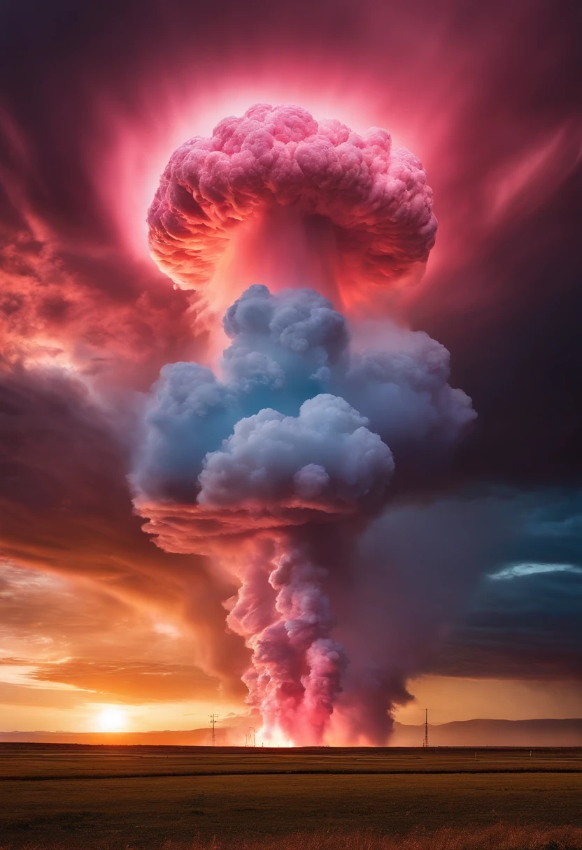 nuclear explosion, detailed clouds,