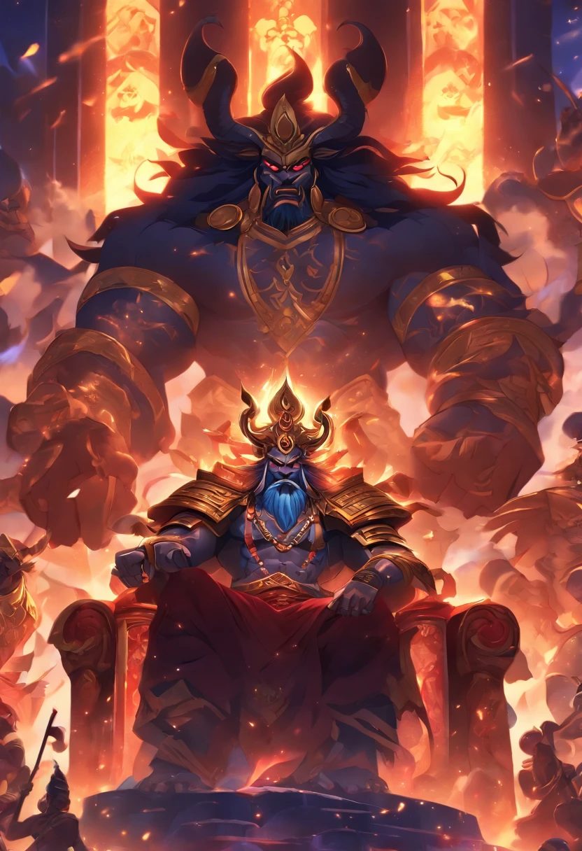 (((Anu))) Best quality, Ultra-high resolution, 4K detailed CG, Masterpiece, An image of Ravana is generated from the Ramayana, sitting on an royal throne, Cinematic, Detailed, Dramatic wiring, Aesthetic , Screen-centric, full bodyesbian