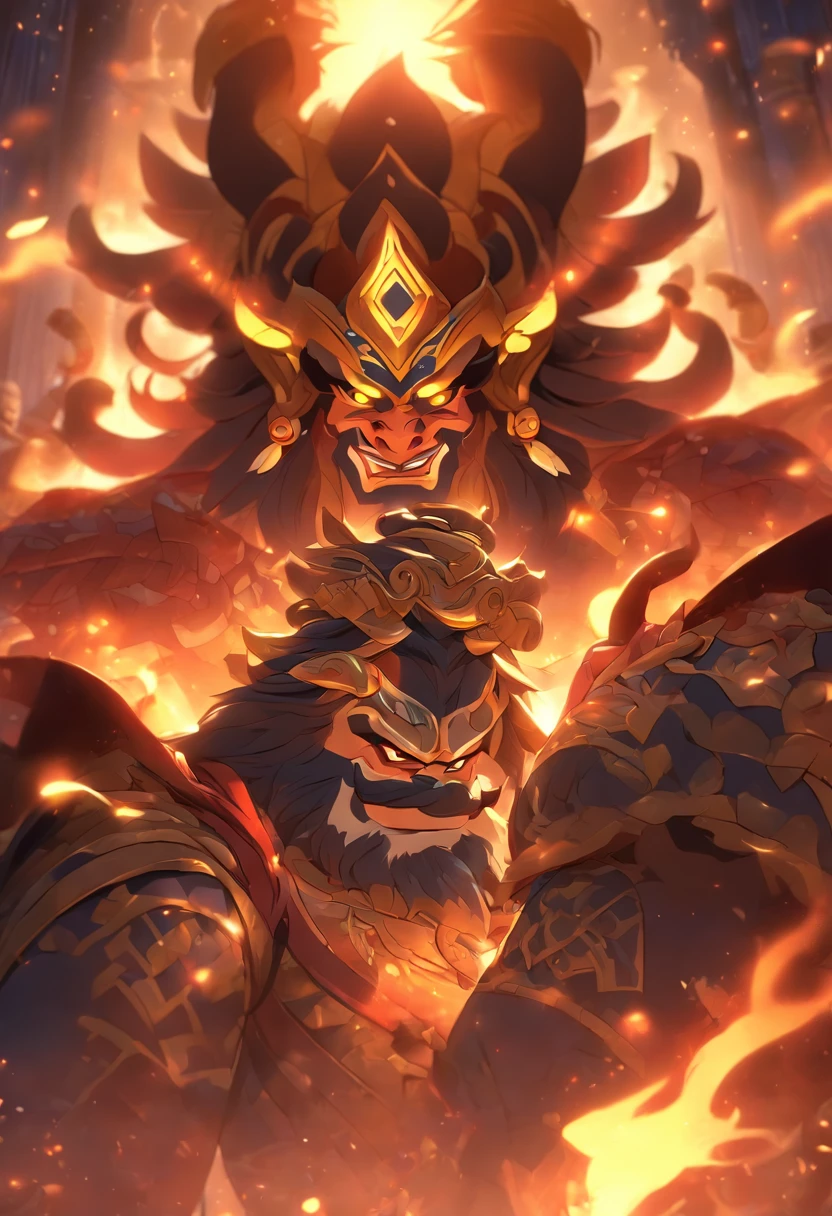 (((Anu))) Best quality, Ultra-high resolution, 4K detailed CG, Masterpiece, An image of Ravana is generated from the Ramayana, sitting on an royal throne, Cinematic, Detailed, Dramatic wiring, Aesthetic , Screen-centric, full bodyesbian