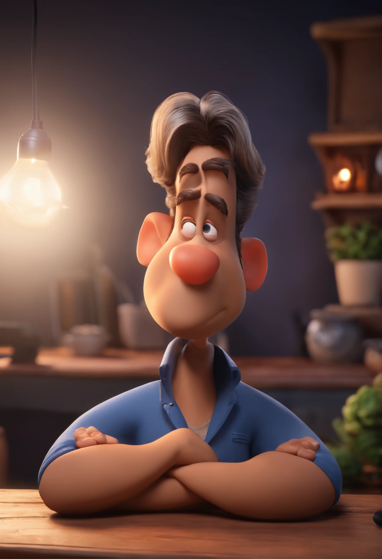 Disney-inspired 3D poster/pixar capturando uma cena com um homem de 35 anos, cabelos preto lisos penteados para o lado direito, wearing goggles ,barba curta e cavanhaque ,In the middle of your video recording studio ,ele vai estar animado com seu iphone, showcasing your happiness in creating content for Instagram.In the studio there is lighting equipment adding depth to the scene , The Beast title stands out in the setting
