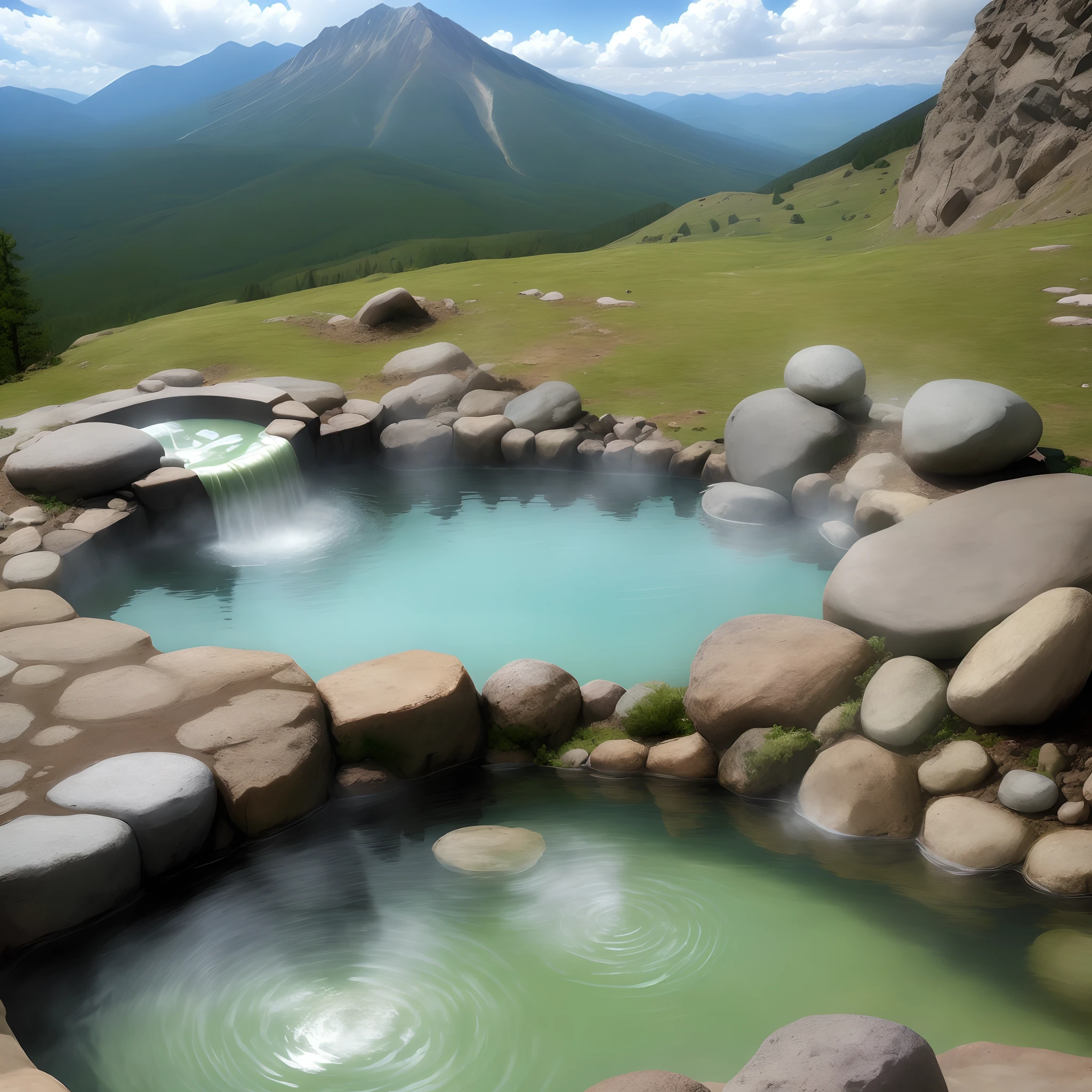 A secret hot spring deep in the mountains