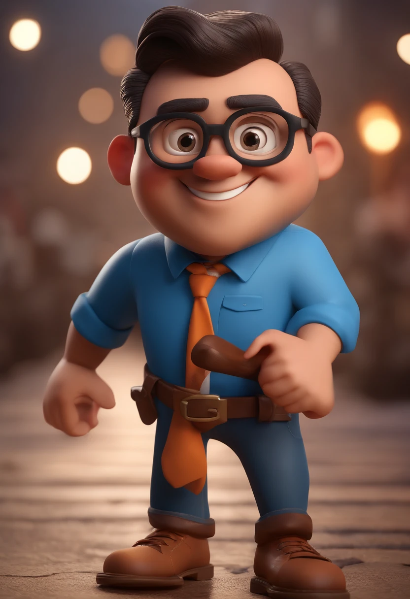 Cartoon character of a man with black glasses and a blue shirt, animation character, Caractere estilizado, animation style rendering, 3D estilizado, Arnold Maya render, 3 d render stylized, toon render keyshot, Personagem 3D, Personagem 3D, 3d rendering stylized, 3 d character render, personagem de desenho animado, Personagem de close up, Pose de personagem, (Estilo Pixar) (master part:1.2) (Bokeh) (best quality) (pele detalhada) (textura detalhada) (8k) (argila) (Cinematic lighting) (foco nítido