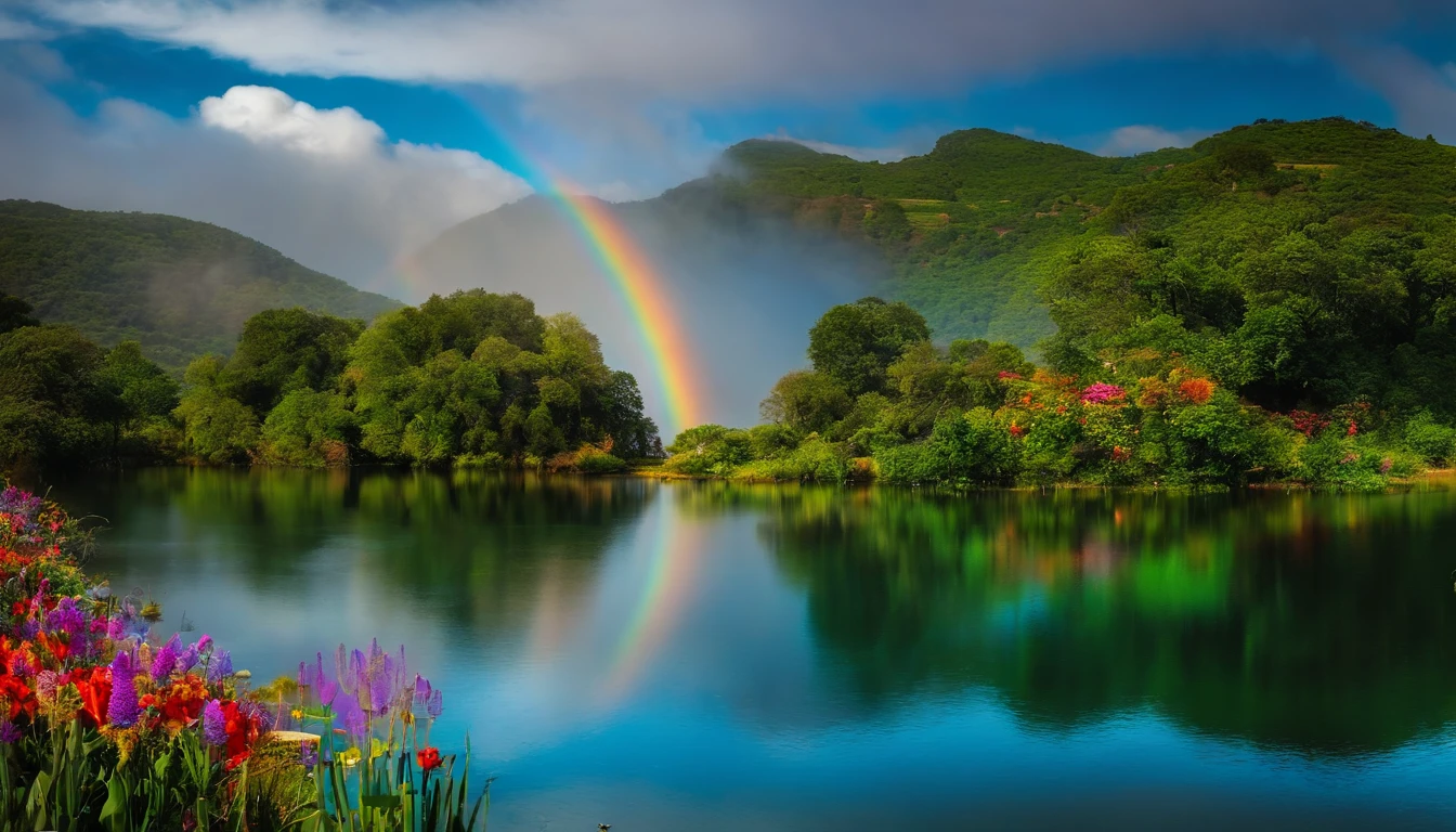 primavera, flor, Cores, Pato Pedro, brincar, lago, magical flower, Rainbow, luiz, amigos, water, explorar.