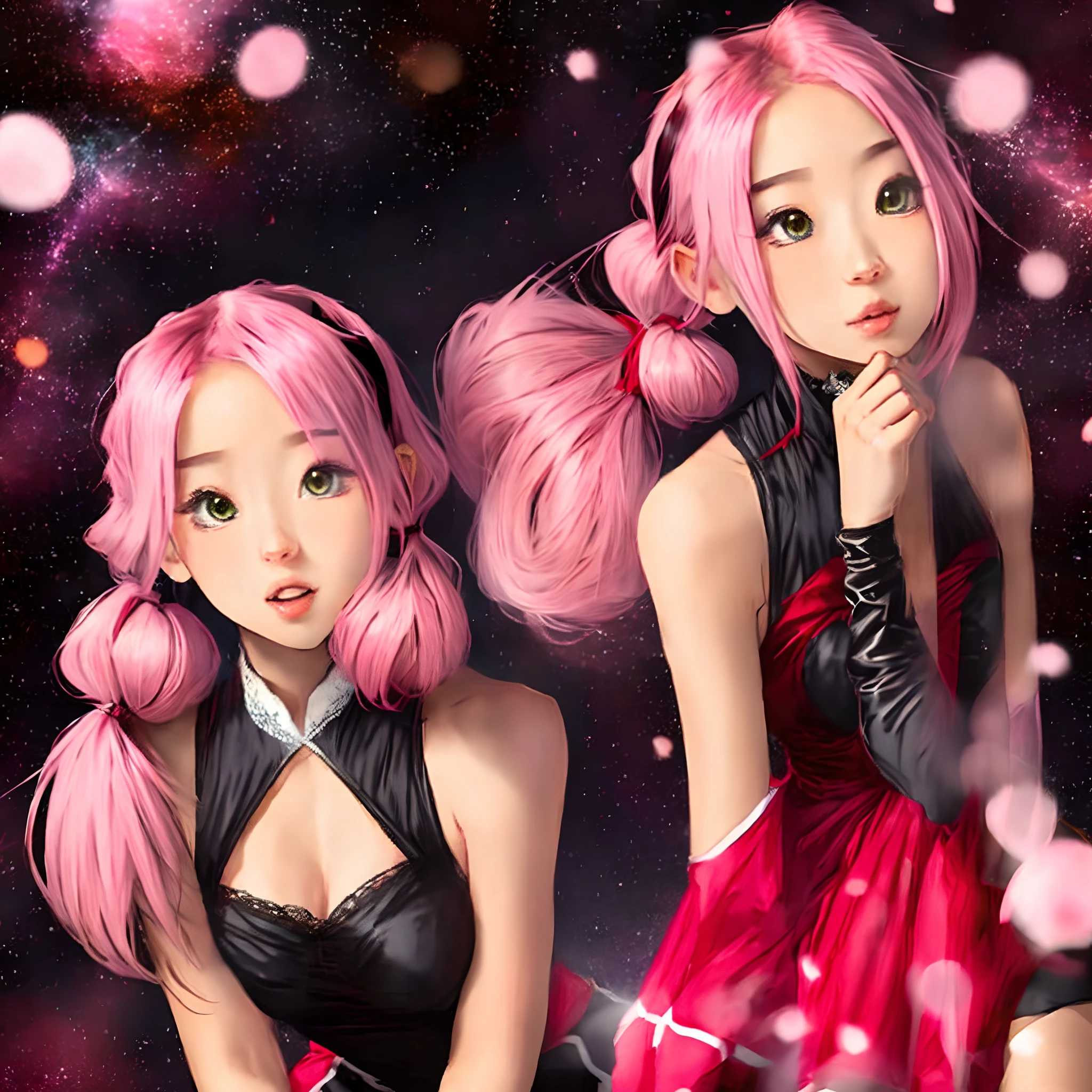 Cute Twin Tails Pink Hair