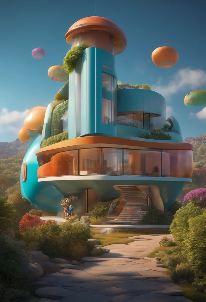 Um arquiteto de sonhos futurista, mas realista, inspired by Pixar animation, de perto. The character takes center stage with captivating facial expressions, oferecendo um toque de irrealidade.