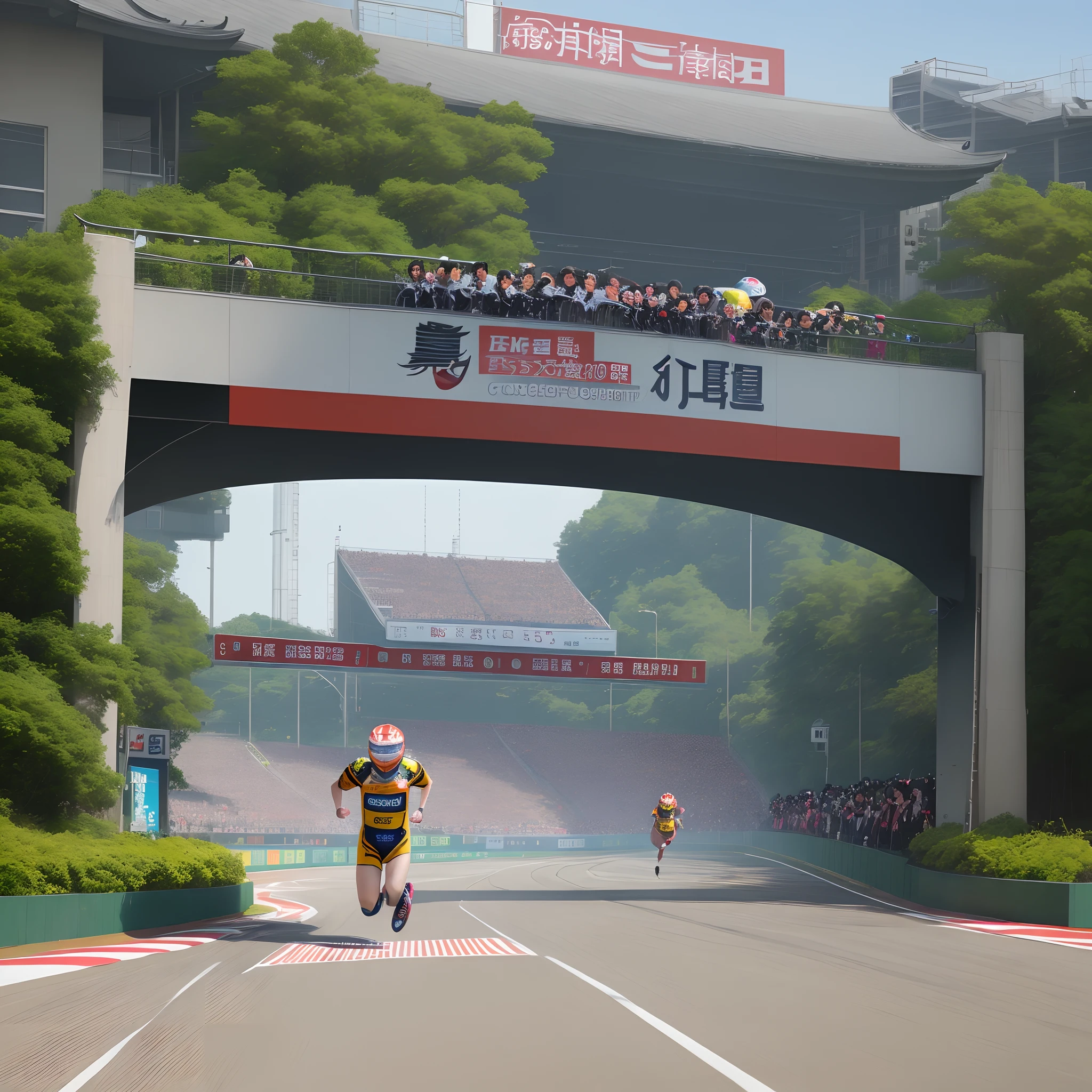 Running on the circuit。
