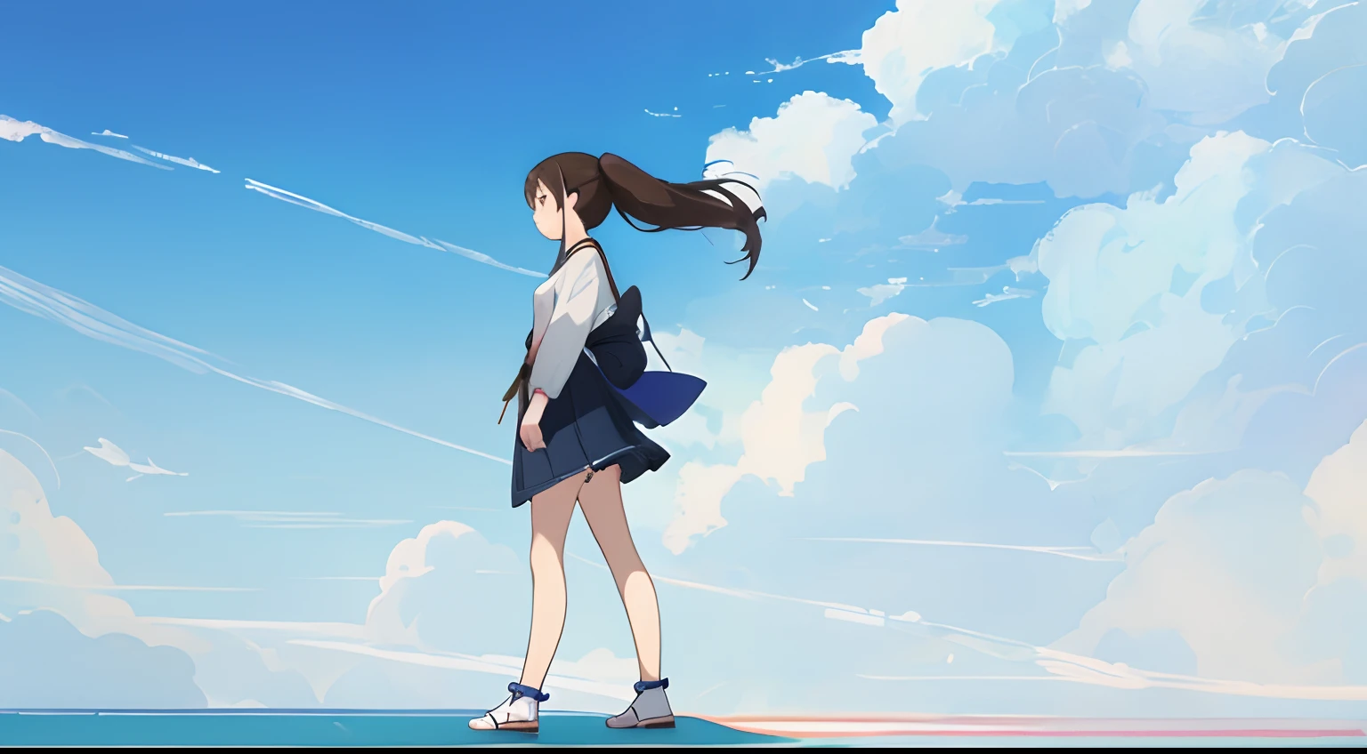 girl with、Side view、full bodyesbian、an legs、Anime style