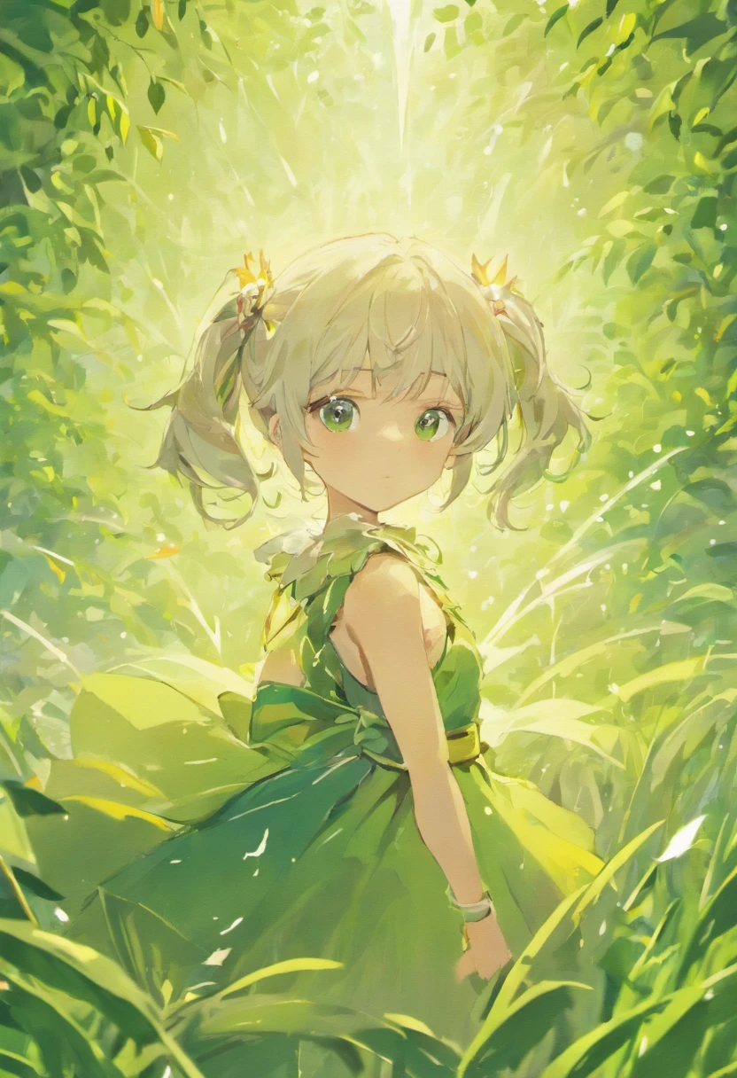Genshin Impact characters,the original god,Naheeda,side poneyTail,white hair, girl,Grass god,green colored eyes