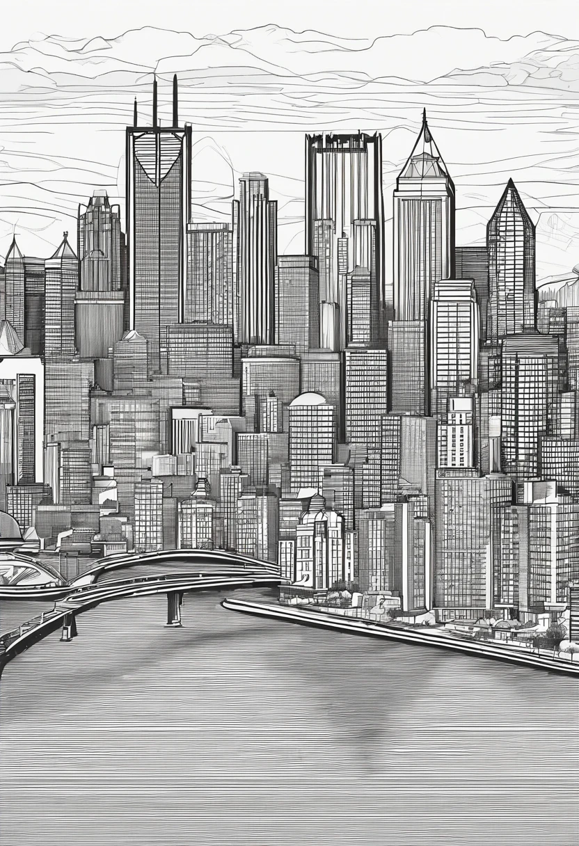 Line drawing of Pittsburgh skyline