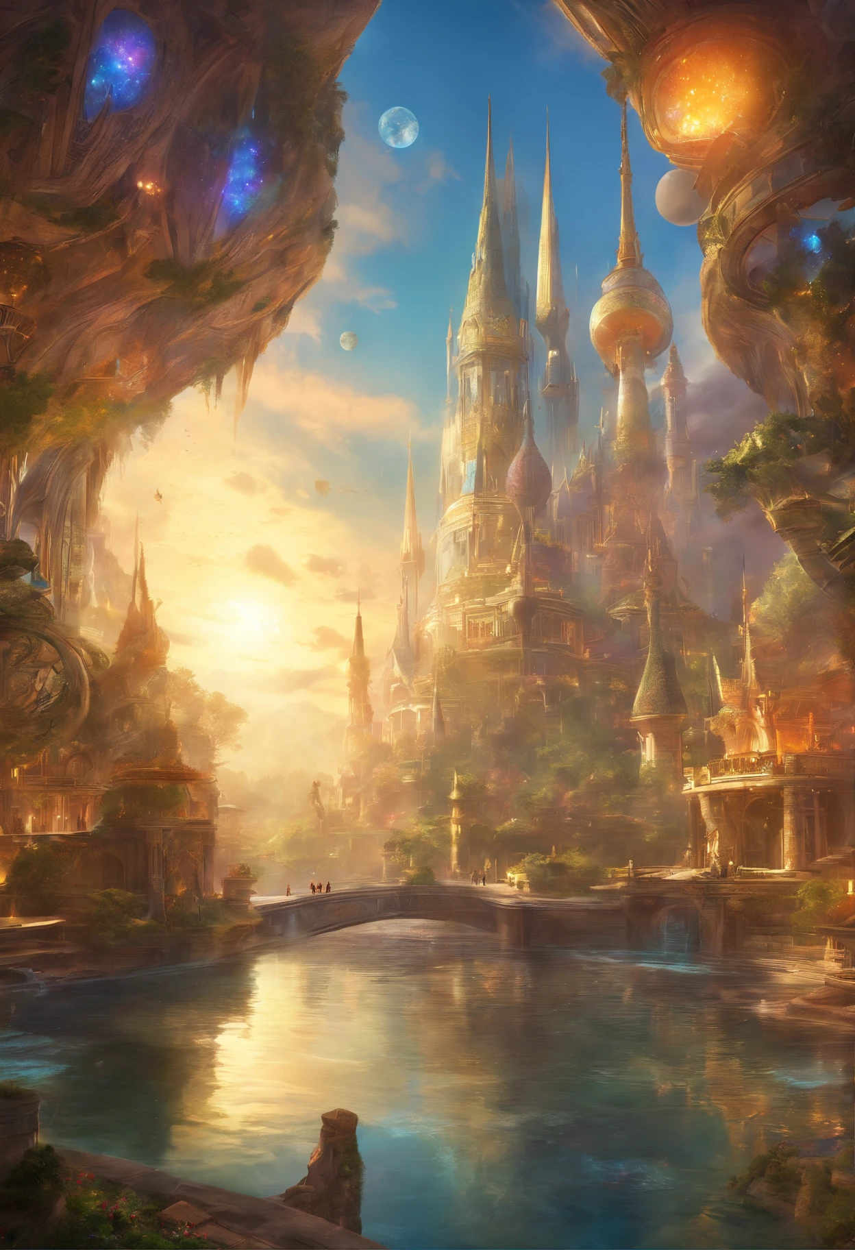(best quality, 4k, 8k, highres, masterpiece:1.2), ultra-detailed, (realistic, photorealistic, photo-realistic:1.37), shining futuristic city, city of progress, utopian world, glossy magnificent colors, thriving buildings, luxurious fashion and architectural design, opulent structures, futuristic utopia, extremely detailed HDR, impeccable, stunning progressive architecture, perfect world, reflective surfaces, underground scattering, flawless buildings, beyond imagination, 8K, global illumination, wide-angle, divine rays, dream world.
