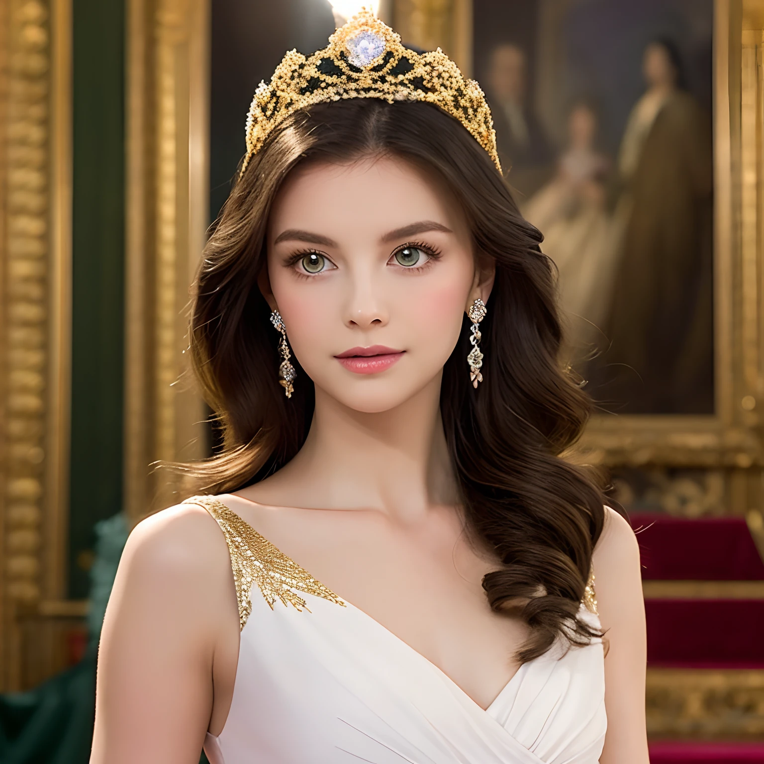 Beautiful and attractive woman , Romanian princess、Around 20 years old、church、whole body、((Photorealistic))、High definition、Realistic texture