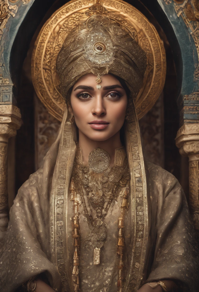 (masterpiece:1.2), (best quality,:1.2), 8k, HDR, ultra detailed, ((photorealistic)), professional light, cinematic lighting, fashion photography, ambient lighting, <lora:detail_slider_v4:2.5>, Jessa, <lora:Jessa-10:1>, earrings, upper body shot, as an arabian warrior, wearing intricate medieval arabian chainmail armor, cape, veil, belt, ArAr, <lora:ArabianArmor-10:0.7>, in a street with arabian houses, arto, <lora:ArabianTown-10:0.8>, ((perfect hands)), epiCPhoto