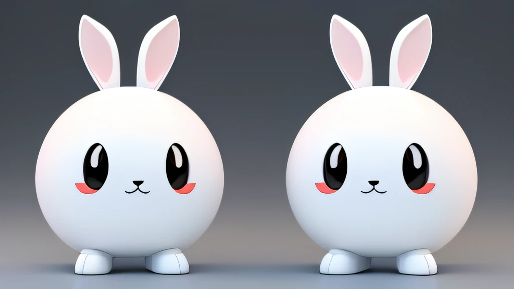 Lovely Rabbits, Vibrant Rabbit, Bubble Mart style, Minimalist colors, pac-man eyes, Blind box, the whole body, Visual full body view, front view, side view, Rear View, Octane rendering, More details, Plush texture, White background--ar 16:9 --niji 5 --style expressive, 8k , c4d, Ray Tracing, drop shadow, three sided view, high details, high quality, super detail, 8k --auto