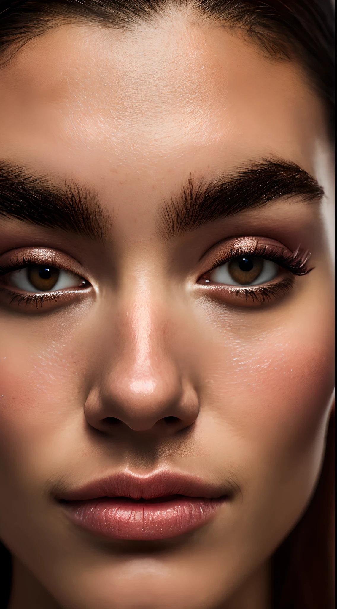 Close-up photography of the face of a 25-yo woman, beautiful lighting, sharp focus, 8k, high res, (pores:0.1), (sweaty:0.8), Masterpiece, Nikon Z9, Award - winning photograph, (perfectly round iris:1.3)