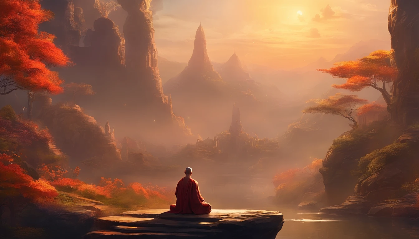 Conquering the audience, full body meditation posture, hands on thighs, An old monk sits，Extremely old monk，（Pray in lotus pose），Buddhist monk meditation, (Front view)，meditates with eyes closed, gaze tranquil, front angle，big light，Hinduism，Beautiful picture，Epic cinematic shot，Ultra real photo，8k