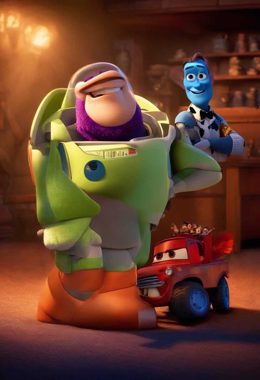 transforme num cartaz de filme Imagem estilo Pixar com personagem 3D , Disney, sorridente ,Close-up, Pixar, Disney, Cinema lighting