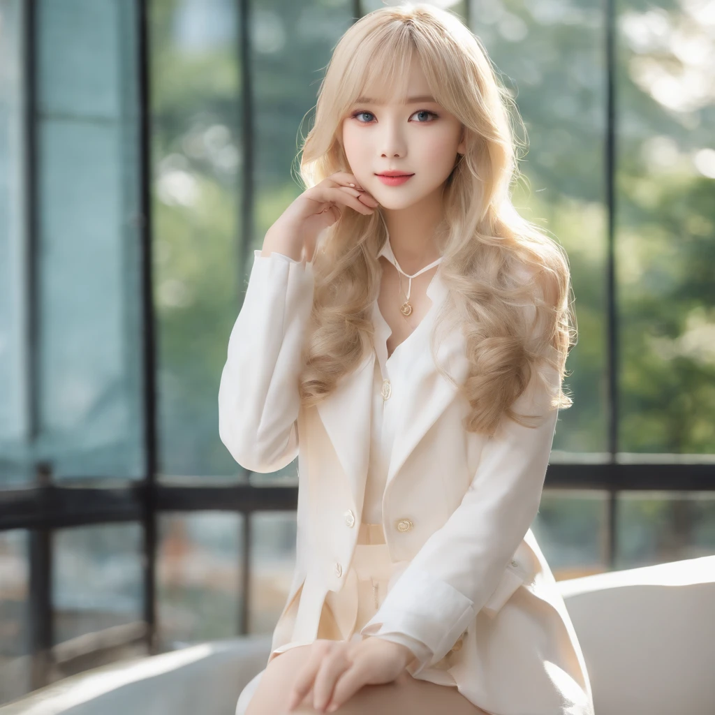portlate、(School Uniforms)、bright expression、Young shiny shiny white shiny skin、Best Looks、Blonde reflected light、Platinum blonde hair with dazzling highlights、shiny light hair,、Twin-tailed、Beautiful bangs that shine、Glowing crystal clear attractive big blue eyes、Very beautiful nice cute 16 year old girl、with slit、((full body seen))