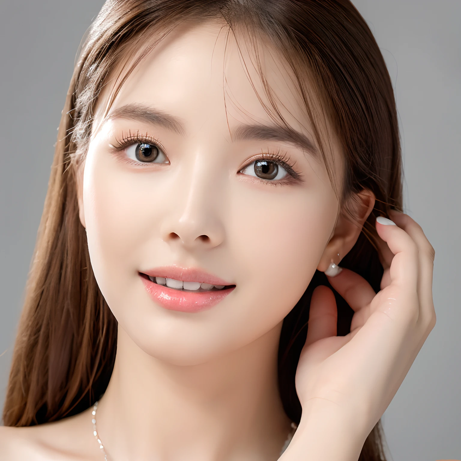 of the highest quality, White skin, Real Human Skin, (Detailed), oval-face, Pore, Ultra high definition, (8K, Raw photography, Photorealistic: 1.4), One girl, slim, (Gentle and Goddess-like Eyes) Happiness: 1.2), (Lip gloss, Eyelashes, Gloss Face, Best Quality, Ultra high definition, Wide Lighting, Natural Shading)Cute face，Beautiful full-body image，