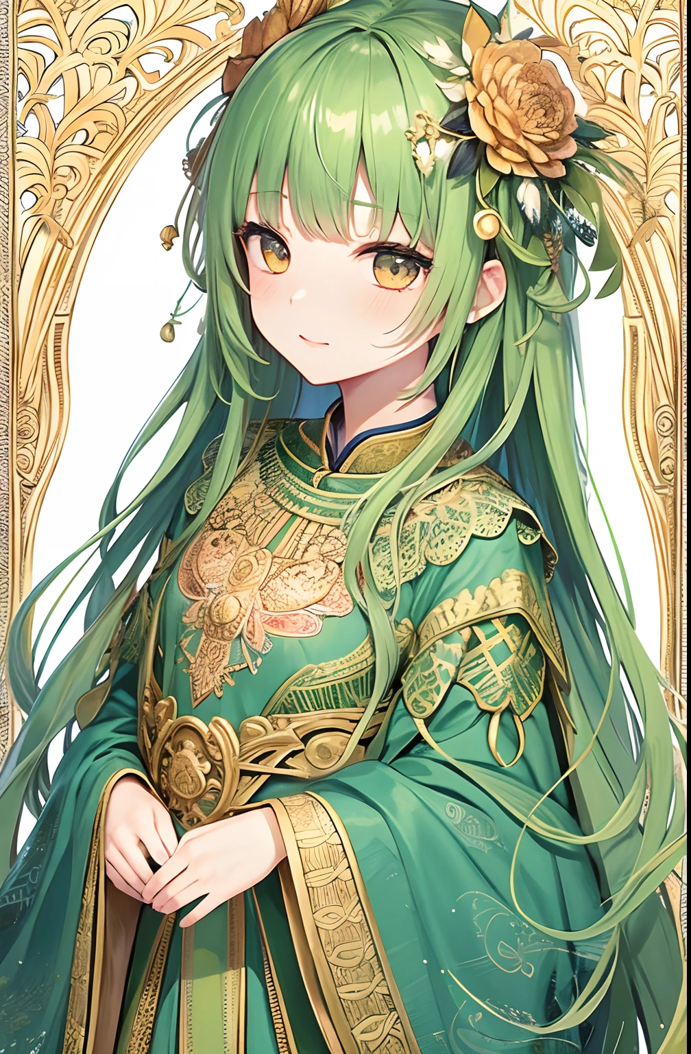 verdant、foliages、Beautifully Aesthetic:1.2)、(1girl in:1.3)、ighly detailed、(Fractal Art:1.2)、highestdetailed、(Zentangle:1.2)、(Dynamic Pause) 、(Abstract background:1.5)、(Traditional dress:1.2)、(shinny skin)、(Many colors:1.4)、The upper part of the body