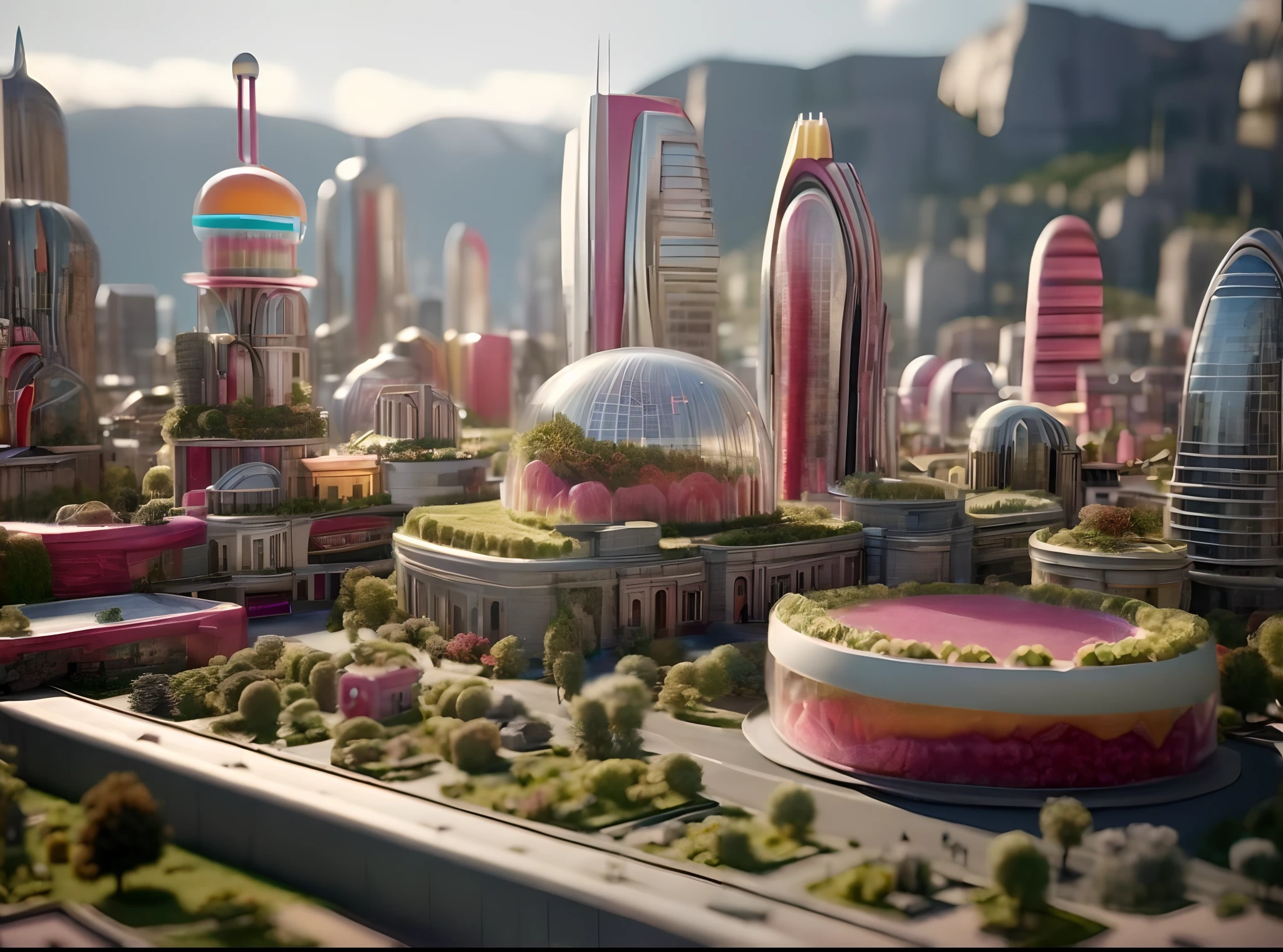 There are models of cities with lots of buildings., Downtown Solarpunk Utopia, beautiful city of the future, Futuristic cityscape, Utopia City, Solarpunk City, city of the future, A futuristic utopian city, otherwordly futuristic city, futuristic utopian metropolis, Solarpunk Village, sao paulo in the year 2 0 7 0