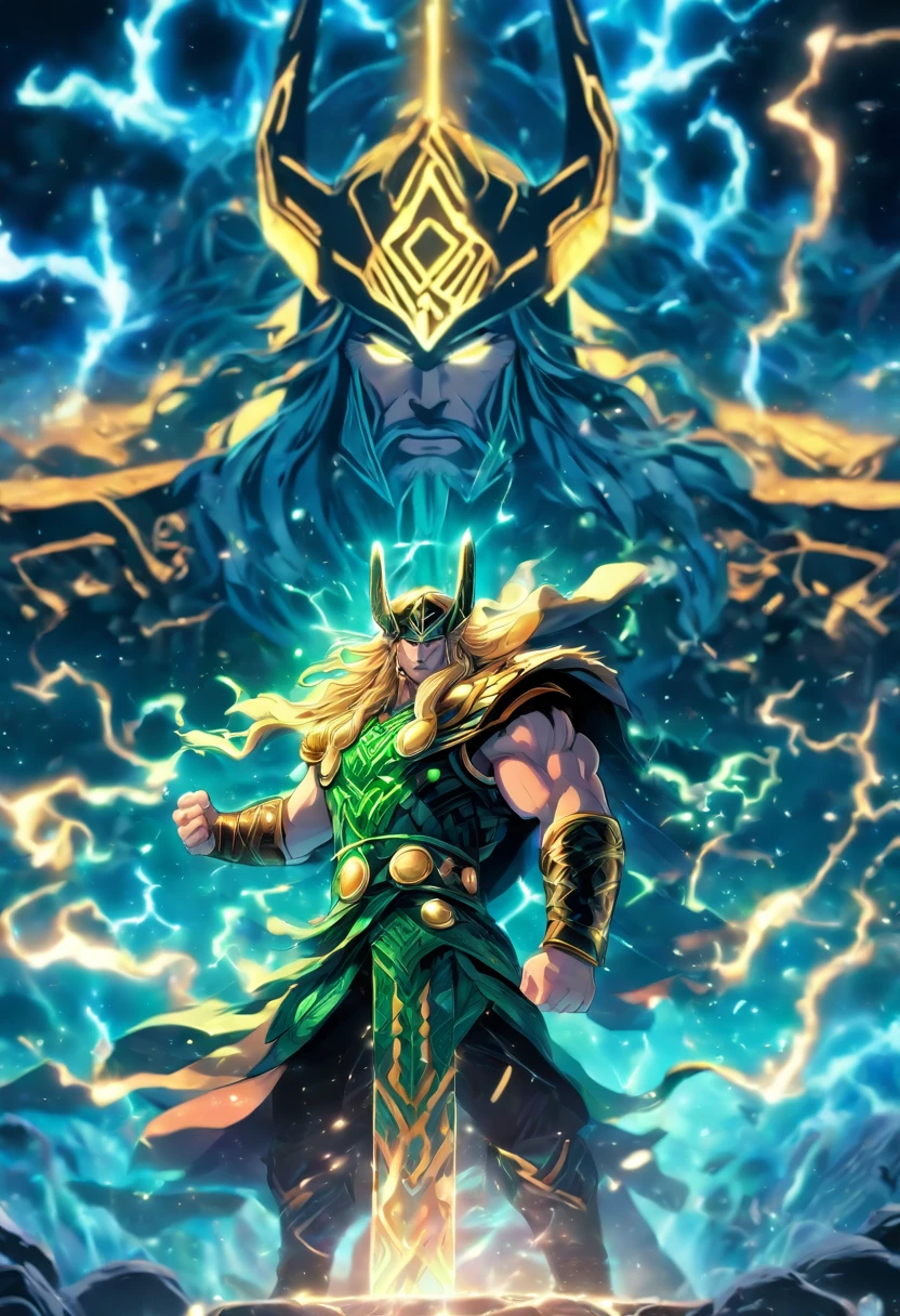 (((Ci'an))) Best quality, Ultra-high resolution, 4K detailed CG, Masterpiece,Celtic God,thunders, ,Celtic costumes,Celtic mythology, ((Celt Thor)) ,Celtic image,Aesthetics, Center on the screen