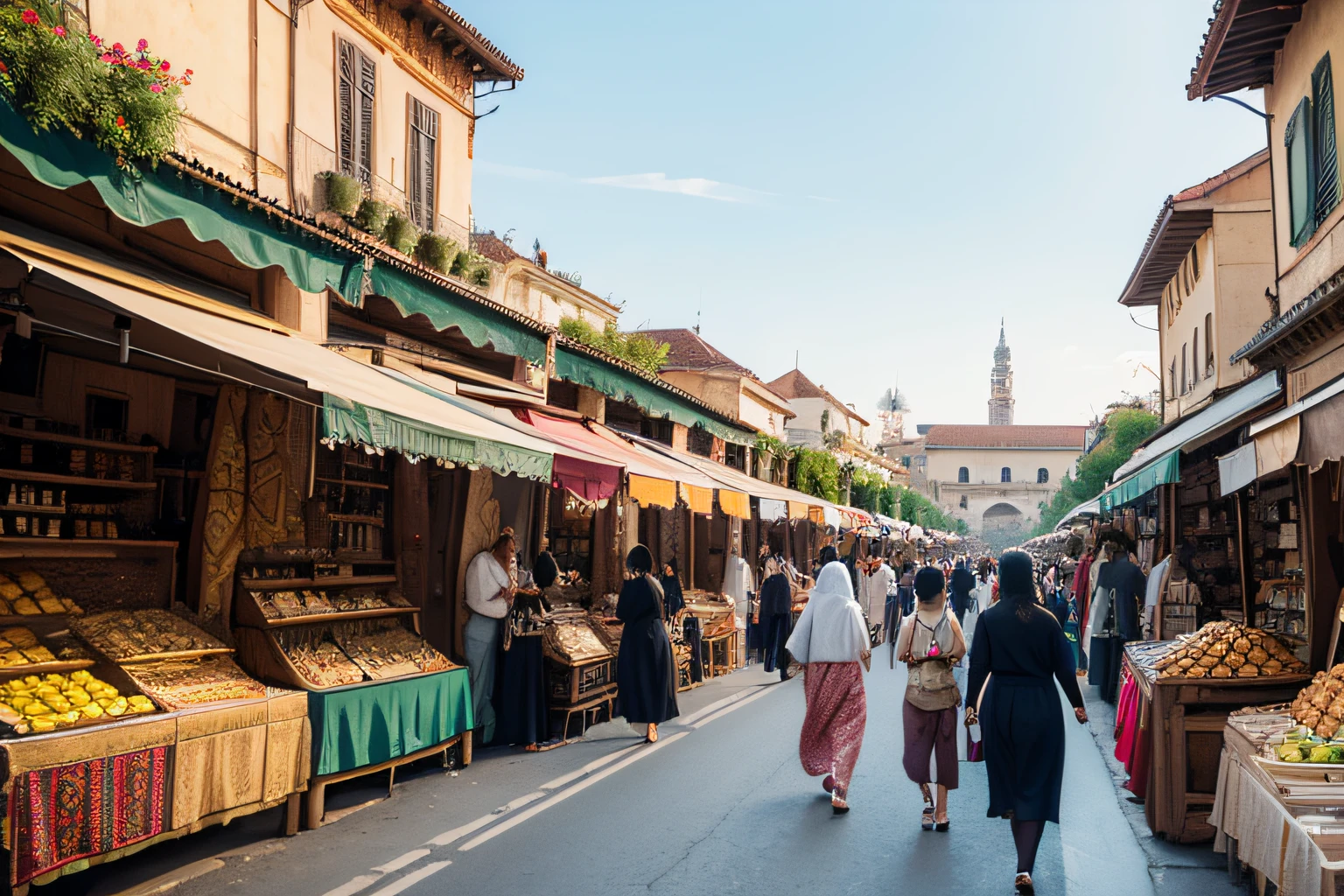 European-style street,boisterous,bazaars,rococo