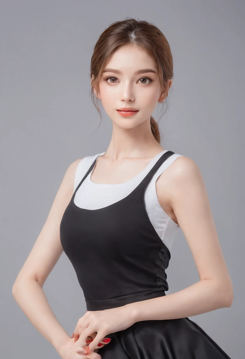 Skinny Japanese woman, 30 years old, ((Realistic lighting, Best quality, 8K, Masterpiece: 1.3)), Clear focus: 1.2, 1girl, Perfect beauty: 1.4, Slim abs: 1.1, ((Dark brown hair)), (White crop top: 1.4), (Outdoor, Night: 1.1), Park view, Super fine face, Fine eyes, Double eyelids,