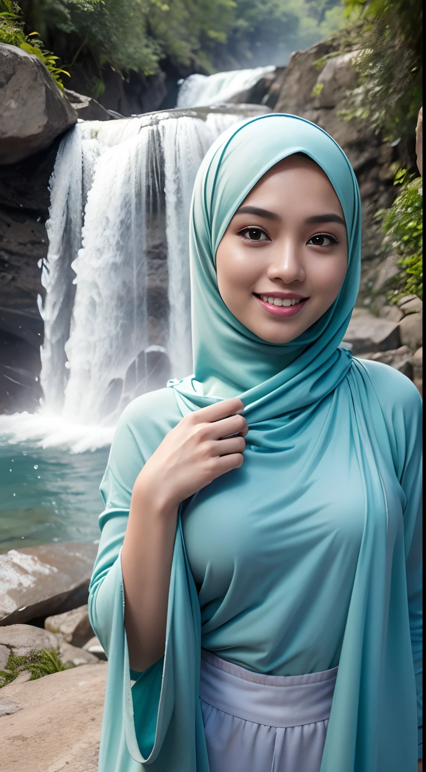 (Hijab) kesuma dewi naked at river Village, Close up picture 