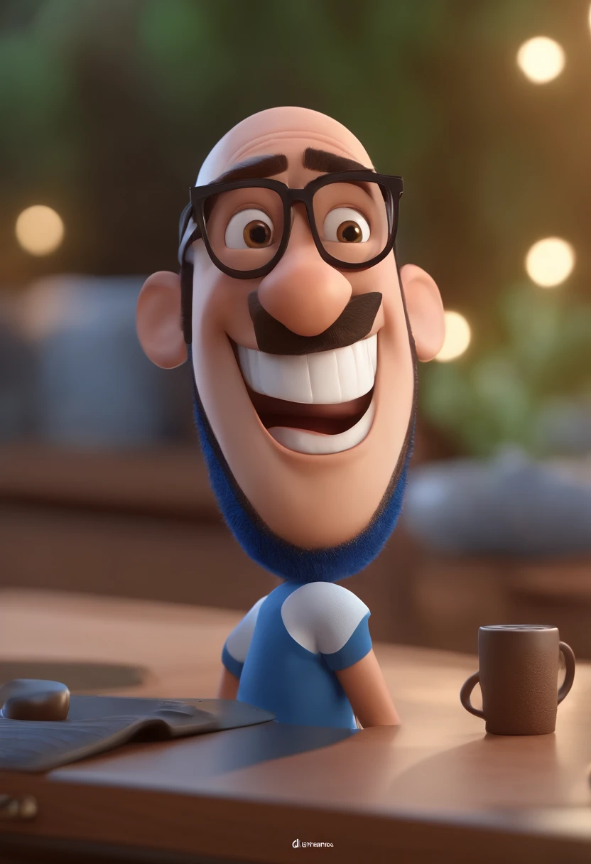 Cartoon character of a man with black glasses and a blue shirt, animation character, Caractere estilizado, animation style rendering, 3D estilizado, Arnold Maya render, 3 d render stylized, toon render keyshot, Personagem 3D, Personagem 3D, 3d rendering stylized, 3 d character render, personagem de desenho animado, Personagem de close up, Pose de personagem, (Estilo Pixar) (master part:1.2) (Bokeh) (best quality) (pele detalhada) (textura detalhada) (8k) (argila) (Cinematic lighting) (foco nítido