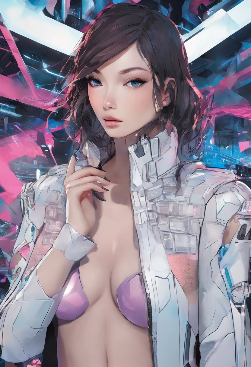 (tiro de meio corpo,Candeeiros de rua,lua),master part, 1girl, Solo Show, Mulher bonita na rua movimentada, cercado por ambulantes, retrato bonito da menina da deusa, rosto bonito e detalhado, Pele de Porcelana, (((tiro de busto, centro, Noite, cabelos pretos, short hair)), super soft lighting, simetria, Complexidade, elegence, High detail, realismo, arte, artee conceitual,