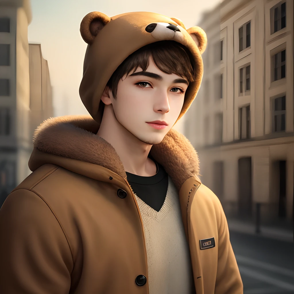 Young man in bear clothing