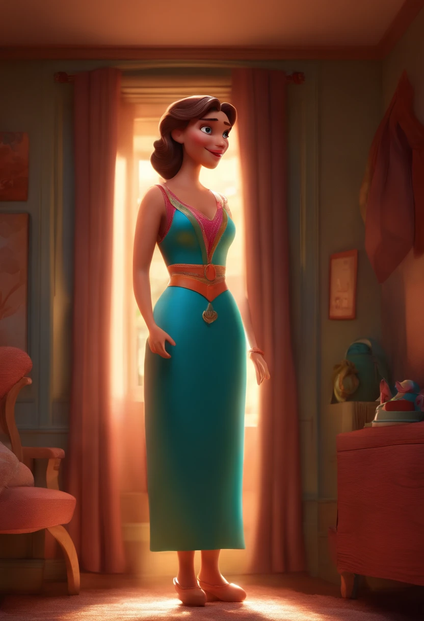 Imagem estilo Pixar com personagem 3D, mulher mostrando a vagina