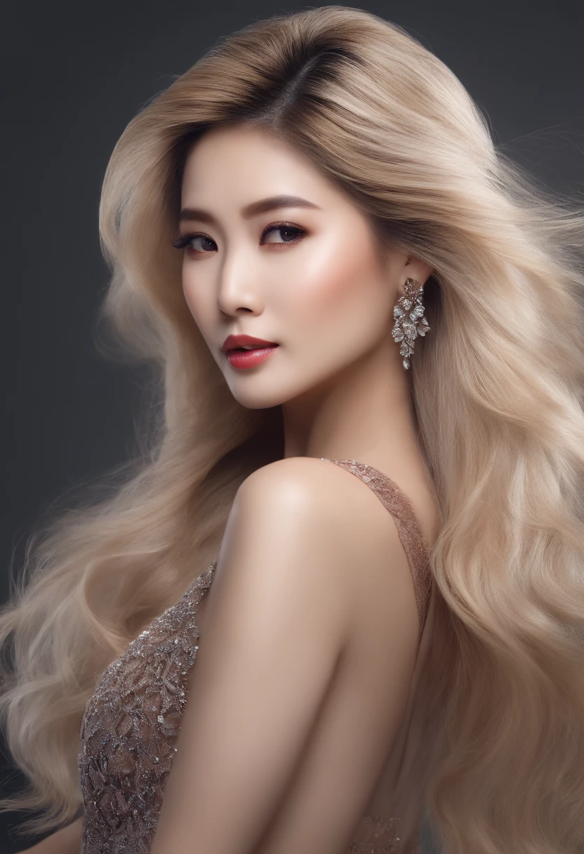 Asian woman,Close-up of hair,Brush your hair with your hands,ultraclear,transparent background